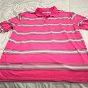 Nike Men's Bright Pink Striped Polo